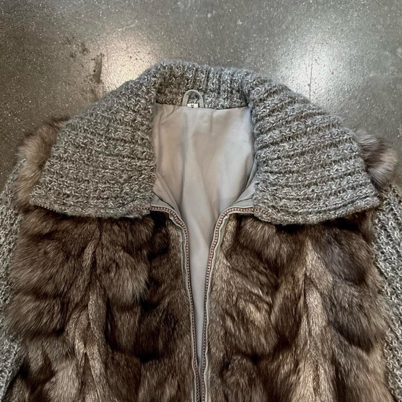 Vintage 70’s Wool Knit Rabbit Fur Jacket - Picture 4 of 5